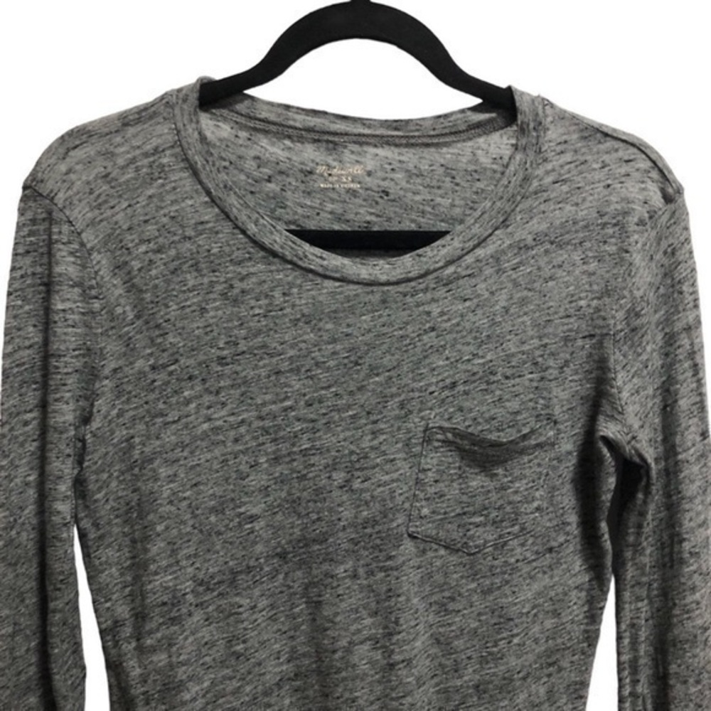 Long Sleeve Single Pocket Heather Tee